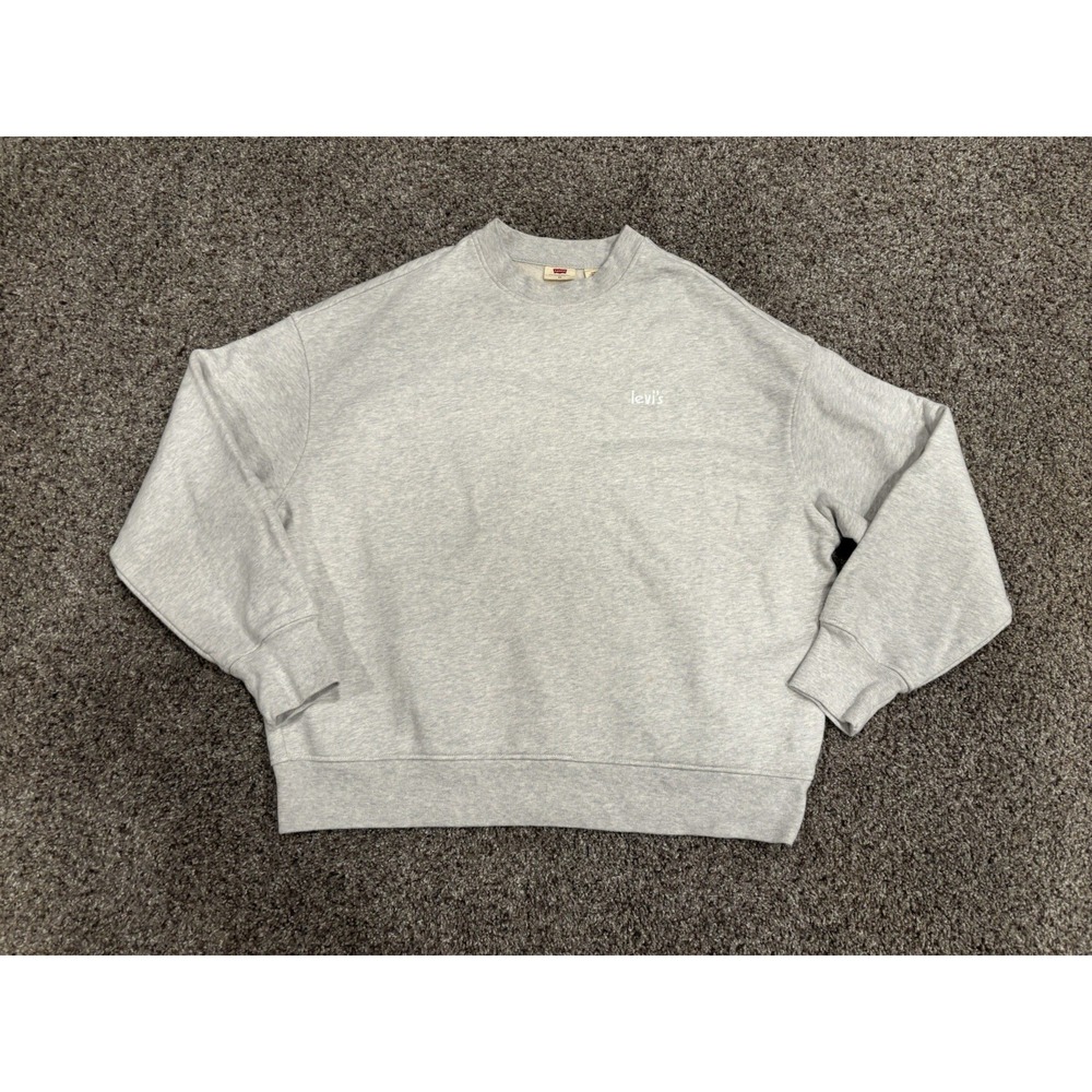 Levi's Light Gray Crewneck Sweatshirt Size XS‎ Minimal Logo Casual 100% Cotton
